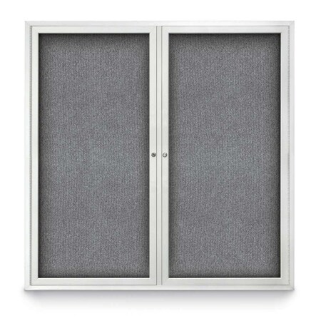 United Visual Products Sliding Door Indoor Enclosed Corkboard, 9 UV9029ACSH-BLACK-BLSPRU